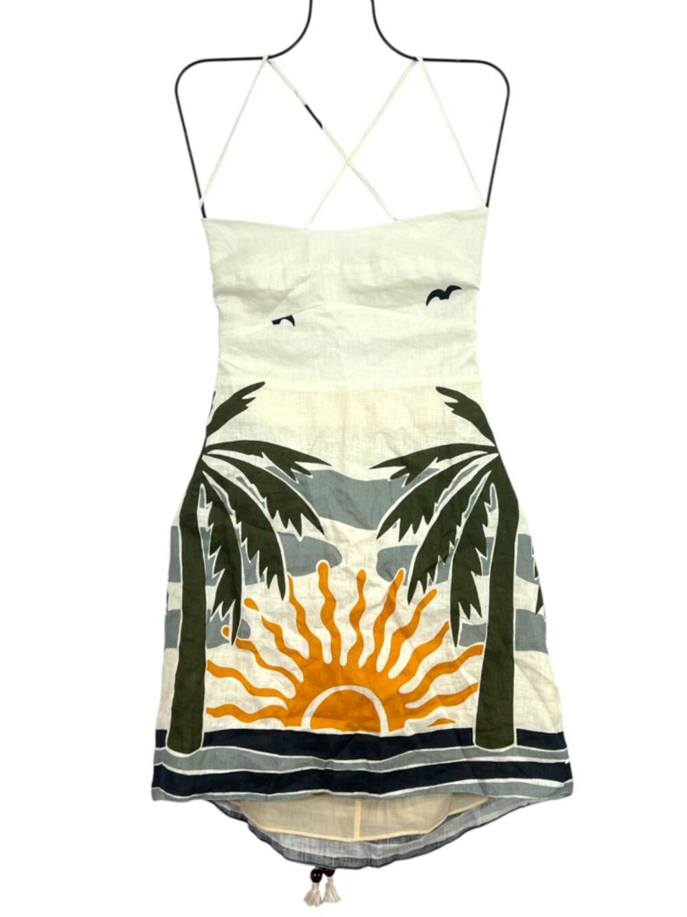 Cala de la Cruz Sole Ivory Tere Linen Mini Dress Medium New $420